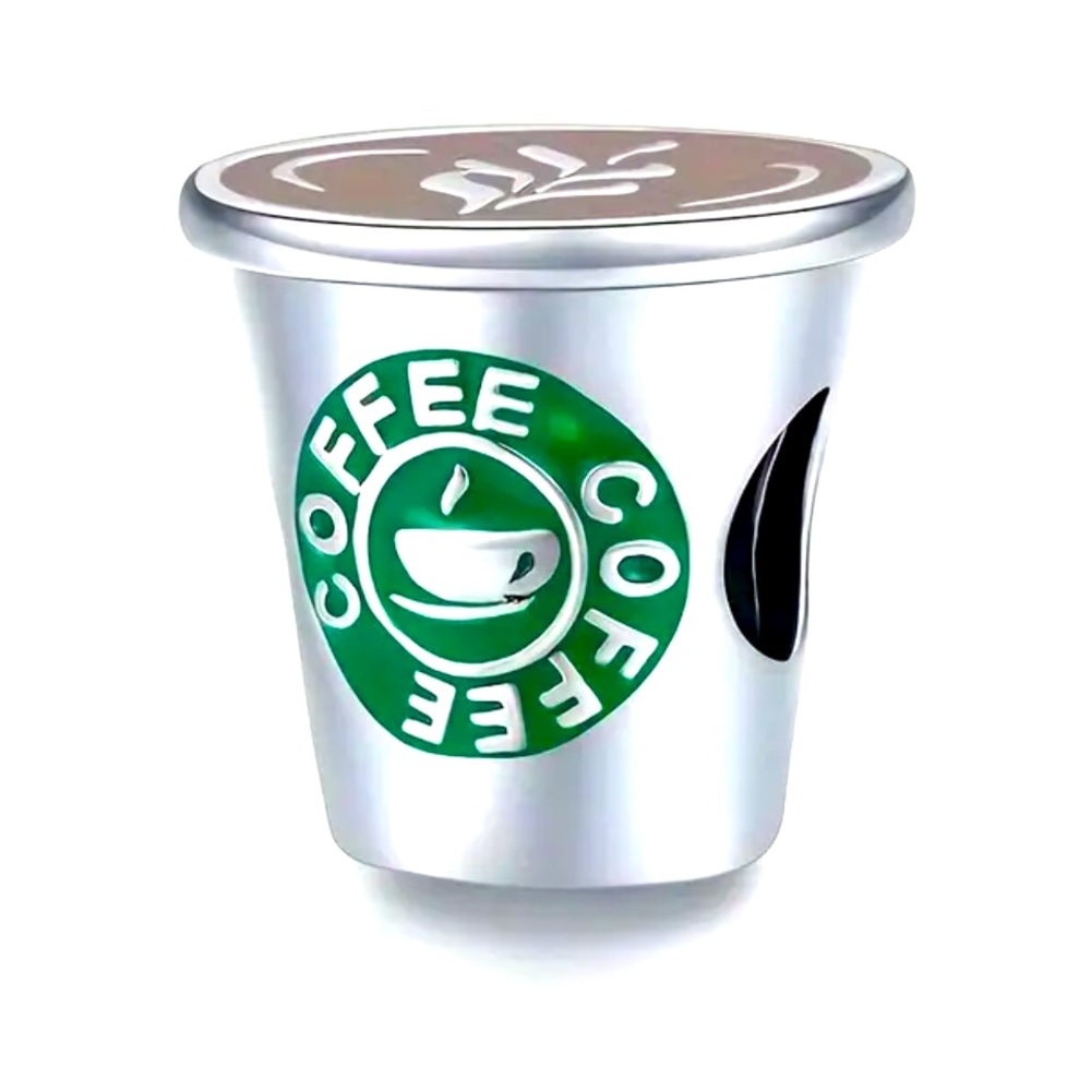 925 sterling silver Starbucks look coffee cup bracelet charm NWT